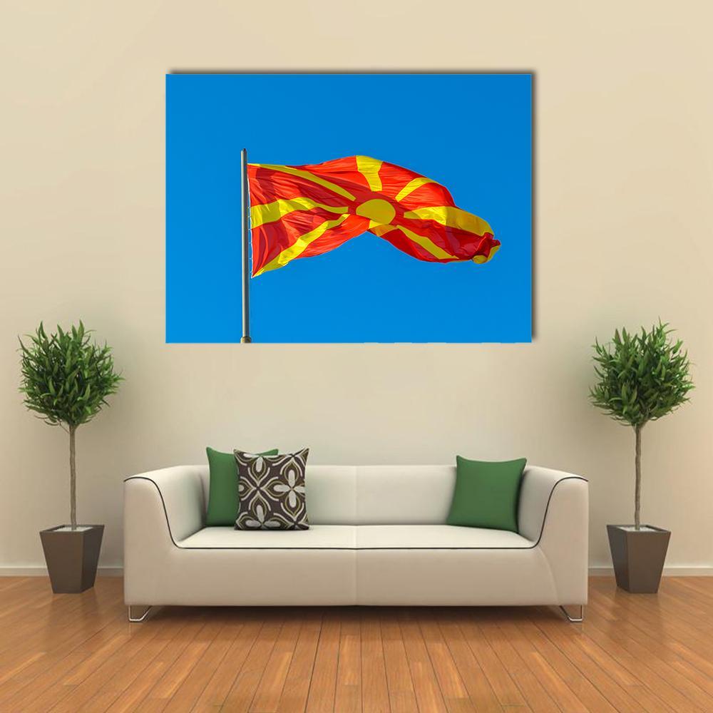 Waving Macedonian Flag Canvas Wall Art-1 Piece-Gallery Wrap-36" x 24"-Tiaracle