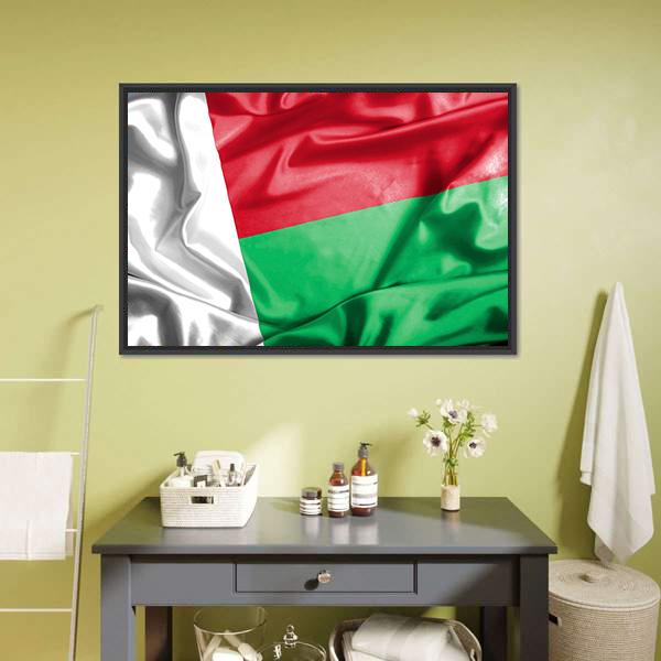 Waving Madagascar Flag Canvas Wall Art-1 Piece-Floating Frame-24" x 16"-Tiaracle