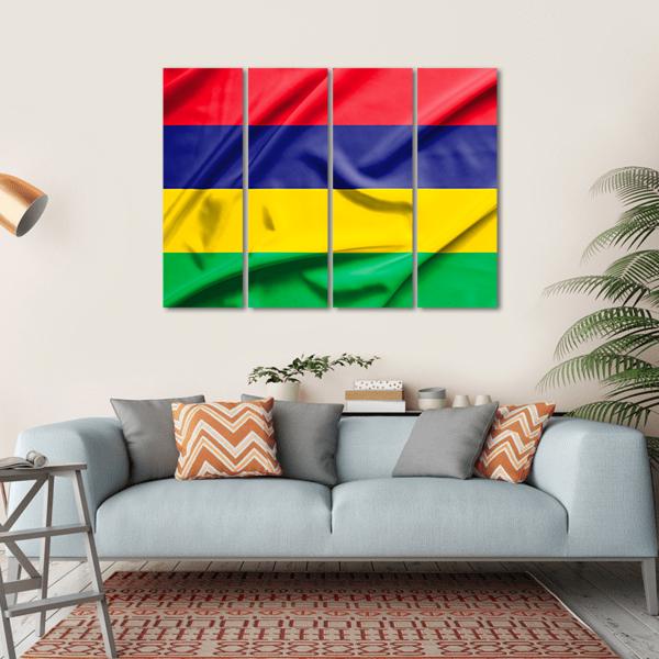 Waving Mauritius Flag Canvas Wall Art-4 Horizontal-Gallery Wrap-34" x 24"-Tiaracle