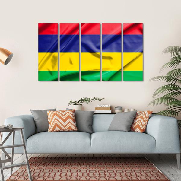 Waving Mauritius Flag Canvas Wall Art-5 Horizontal-Gallery Wrap-22" x 12"-Tiaracle