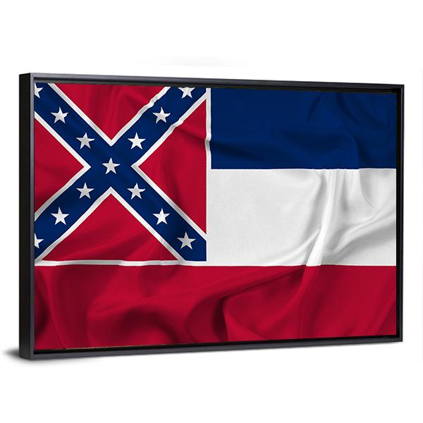 Waving Mississippi State Flag Canvas Wall Art-3 Horizontal-Gallery Wrap-25" x 16"-Tiaracle