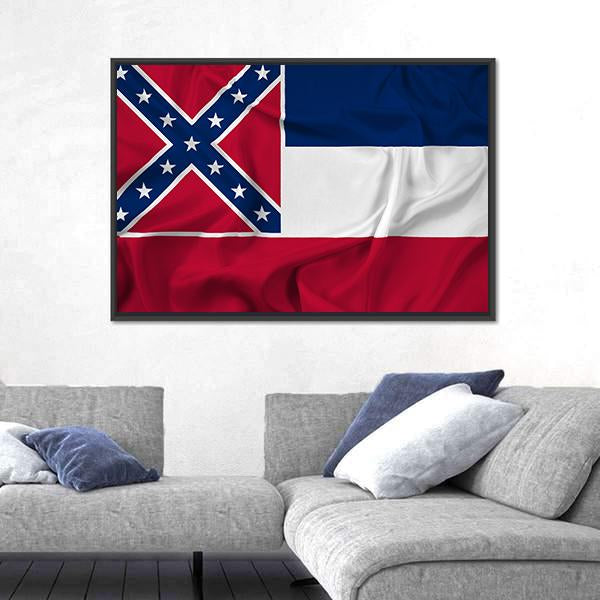 Waving Mississippi State Flag Canvas Wall Art-5 Horizontal-Gallery Wrap-22" x 12"-Tiaracle