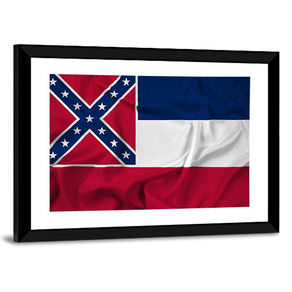 Waving Mississippi State Flag Canvas Wall Art-3 Horizontal-Gallery Wrap-25" x 16"-Tiaracle