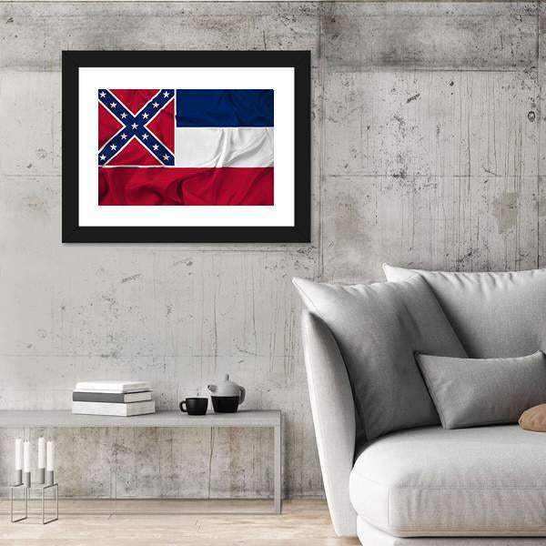 Waving Mississippi State Flag Canvas Wall Art-3 Horizontal-Gallery Wrap-25" x 16"-Tiaracle