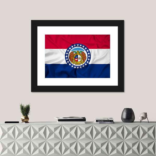 Waving Missouri State Flag Canvas Wall Art-1 Piece-Framed Print-20" x 16"-Tiaracle