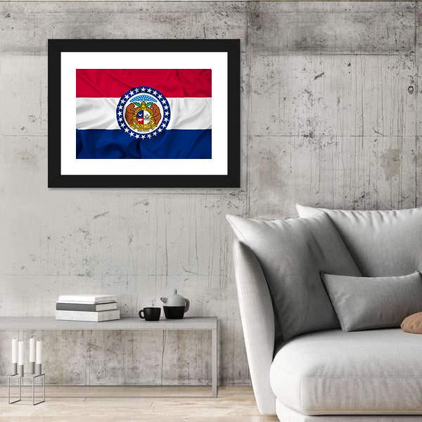 Waving Missouri State Flag Canvas Wall Art-3 Horizontal-Gallery Wrap-25" x 16"-Tiaracle