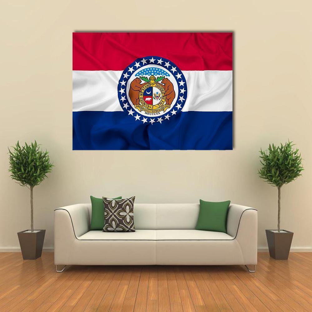 Waving Missouri State Flag Canvas Wall Art-1 Piece-Gallery Wrap-48" x 32"-Tiaracle