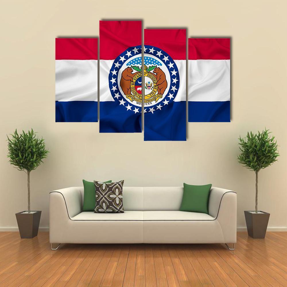 Waving Missouri State Flag Canvas Wall Art-4 Pop-Gallery Wrap-50" x 32"-Tiaracle