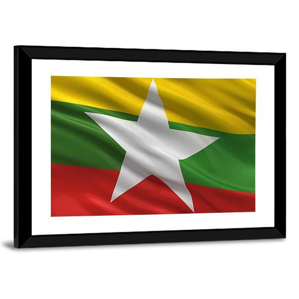 Waving Myanmar Flag Canvas Wall Art-5 Horizontal-Gallery Wrap-22" x 12"-Tiaracle