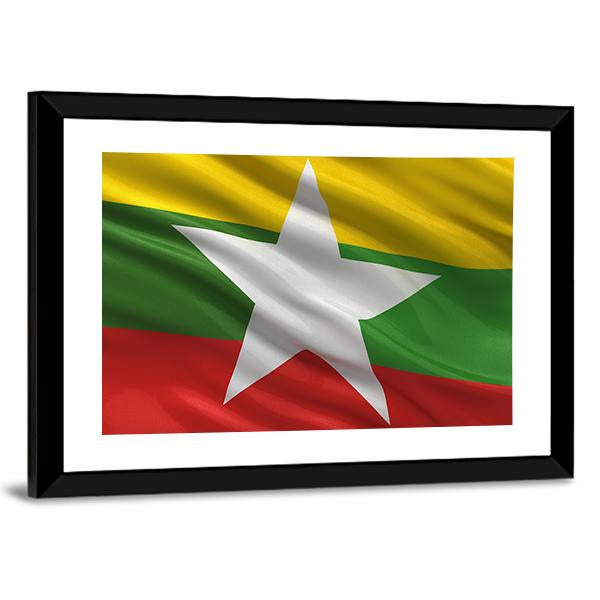 Waving Myanmar Flag Canvas Wall Art-3 Horizontal-Gallery Wrap-25" x 16"-Tiaracle