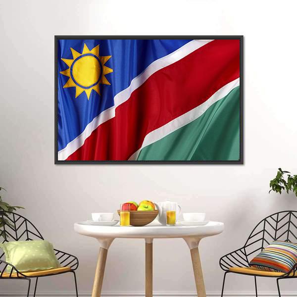 Waving Namibian Flag Canvas Wall Art-1 Piece-Floating Frame-24" x 16"-Tiaracle