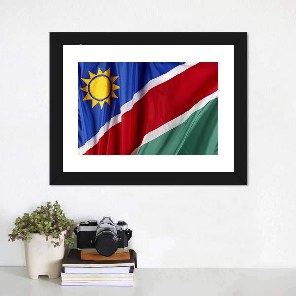 Waving Namibian Flag Canvas Wall Art-5 Horizontal-Gallery Wrap-22" x 12"-Tiaracle