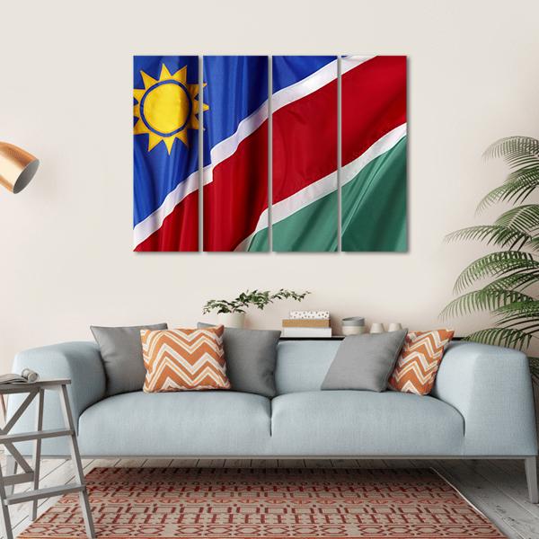 Waving Namibian Flag Canvas Wall Art-4 Horizontal-Gallery Wrap-34" x 24"-Tiaracle