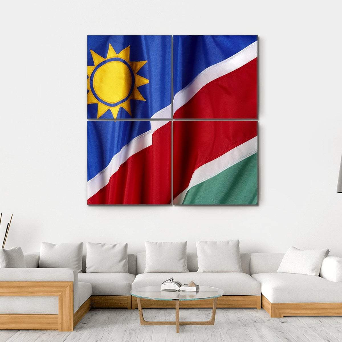 Waving Namibian Flag Canvas Wall Art-4 Square-Gallery Wrap-17" x 17"-Tiaracle