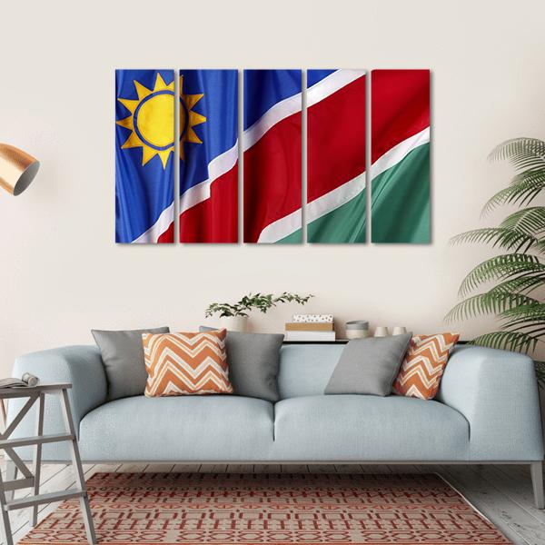 Waving Namibian Flag Canvas Wall Art-5 Horizontal-Gallery Wrap-22" x 12"-Tiaracle