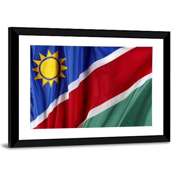 Waving Namibian Flag Canvas Wall Art-3 Horizontal-Gallery Wrap-25" x 16"-Tiaracle