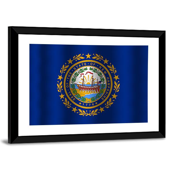 Waving New Hampshire State Flag Canvas Wall Art-5 Horizontal-Gallery Wrap-22" x 12"-Tiaracle