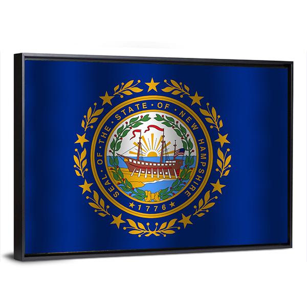 Waving New Hampshire State Flag Canvas Wall Art-5 Horizontal-Gallery Wrap-22" x 12"-Tiaracle