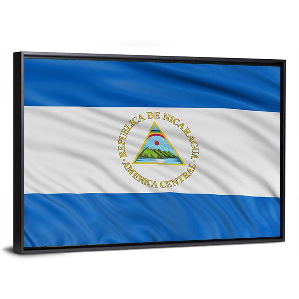 Waving Nicaragua Flag Canvas Wall Art-3 Horizontal-Gallery Wrap-25" x 16"-Tiaracle