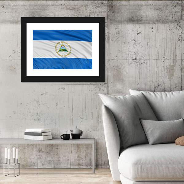 Waving Nicaragua Flag Canvas Wall Art-3 Horizontal-Gallery Wrap-25" x 16"-Tiaracle