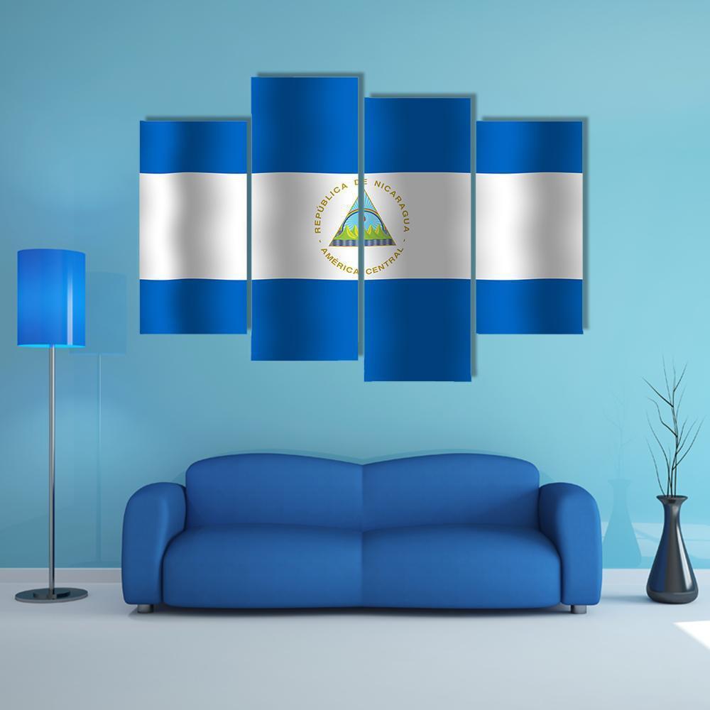 Nicaragua Flag Canvas Wall Art-4 Pop-Gallery Wrap-50" x 32"-Tiaracle