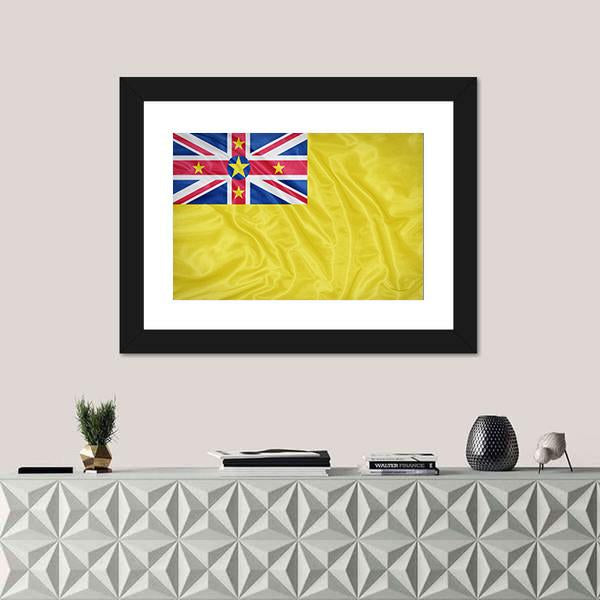 Waving Niue Flag Canvas Wall Art-1 Piece-Framed Print-20" x 16"-Tiaracle