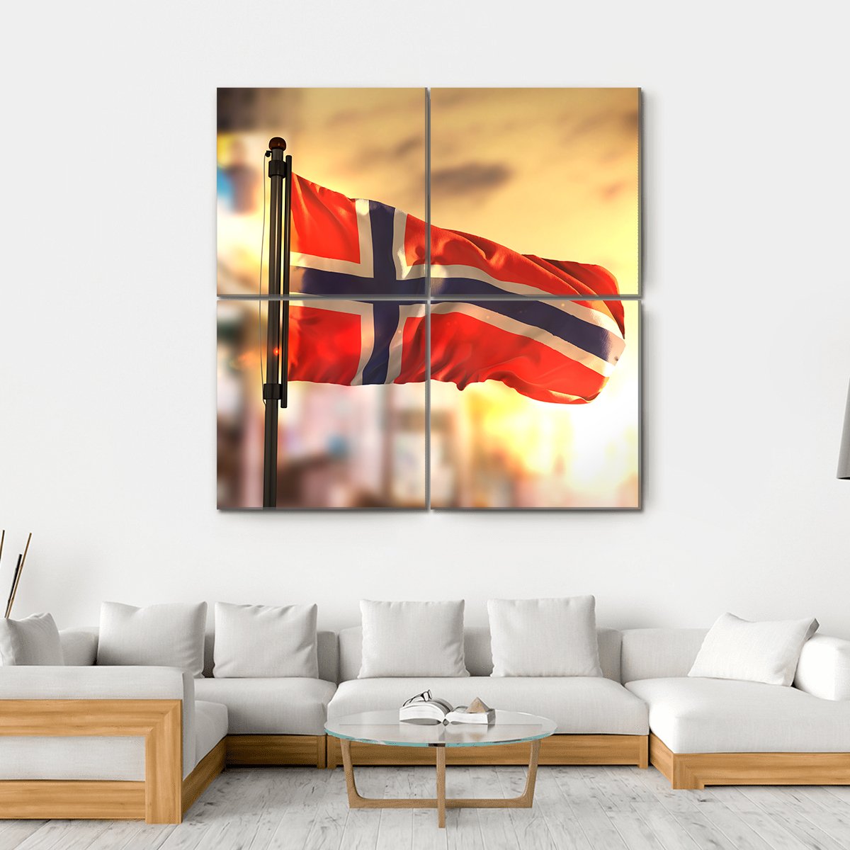 Waving Norway Flag Canvas Wall Art-4 Square-Gallery Wrap-17" x 17"-Tiaracle