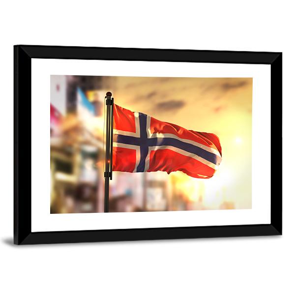 Waving Norway Flag Panoramic Canvas Wall Art-1 Piece-36" x 12"-Tiaracle