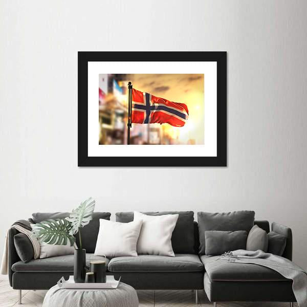 Waving Norway Flag Panoramic Canvas Wall Art-1 Piece-36" x 12"-Tiaracle