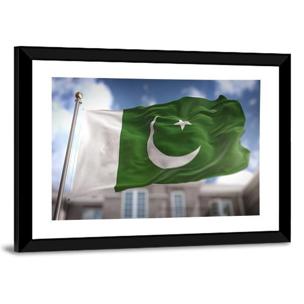 Waving Pakistan Flag Panoramic Canvas Wall Art-1 Piece-36" x 12"-Tiaracle
