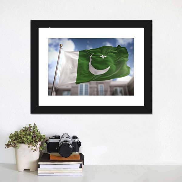 Waving Pakistan Flag Panoramic Canvas Wall Art-1 Piece-36" x 12"-Tiaracle