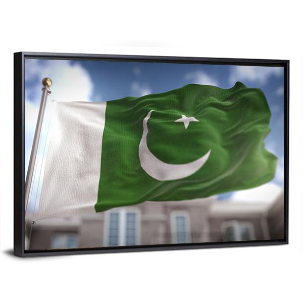 Waving Pakistan Flag Panoramic Canvas Wall Art-1 Piece-36" x 12"-Tiaracle