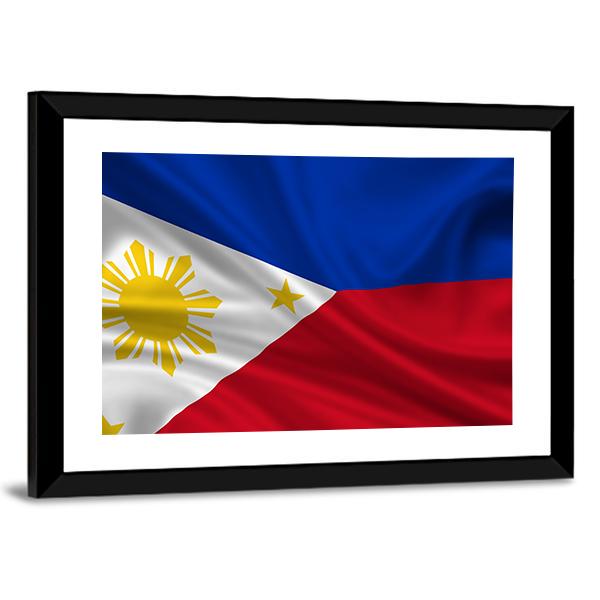 Waving Philippines Flag Panoramic Canvas Wall Art-1 Piece-36" x 12"-Tiaracle