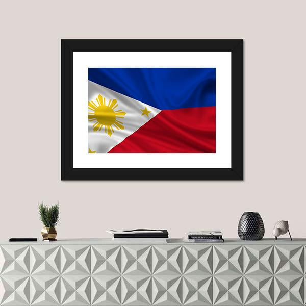 Waving Philippines Flag Panoramic Canvas Wall Art-1 Piece-36" x 12"-Tiaracle