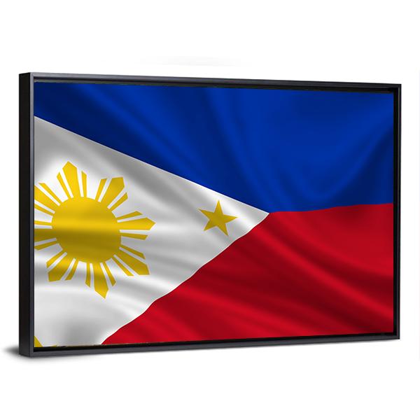 Waving Philippines Flag Panoramic Canvas Wall Art-1 Piece-36" x 12"-Tiaracle