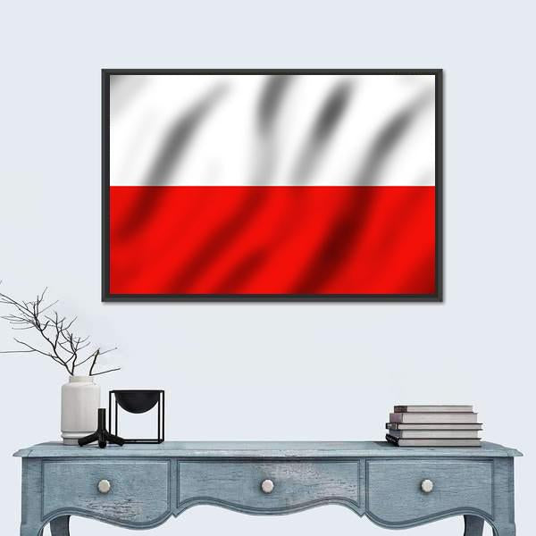 Waving Poland Flag Canvas Wall Art-1 Piece-Floating Frame-24" x 16"-Tiaracle
