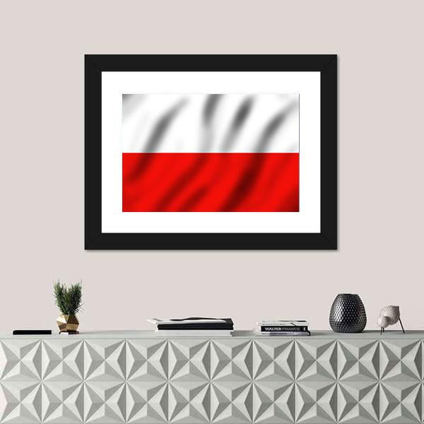Waving Poland Flag Canvas Wall Art-1 Piece-Framed Print-20" x 16"-Tiaracle