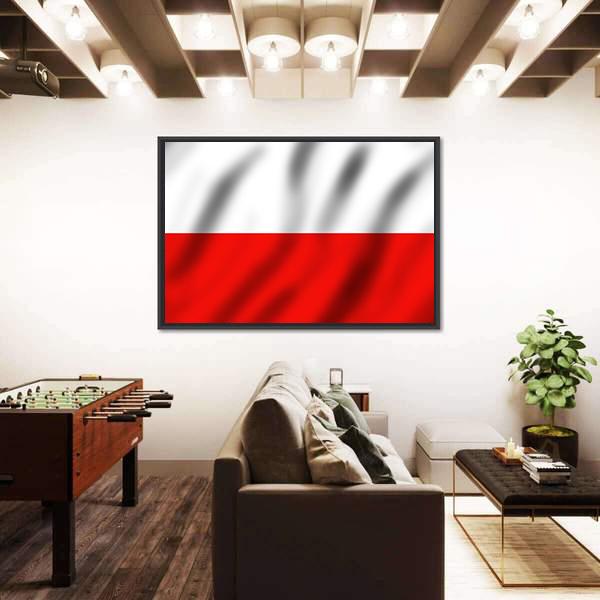 Waving Poland Flag Canvas Wall Art-5 Horizontal-Gallery Wrap-22" x 12"-Tiaracle