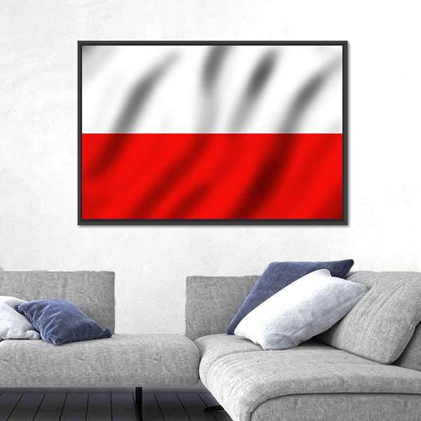 Waving Poland Flag Canvas Wall Art-5 Horizontal-Gallery Wrap-22" x 12"-Tiaracle