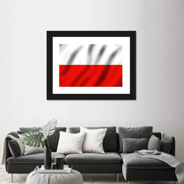 Waving Poland Flag Canvas Wall Art-5 Horizontal-Gallery Wrap-22" x 12"-Tiaracle