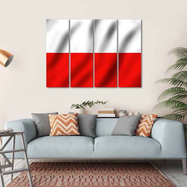 Waving Poland Flag Canvas Wall Art-4 Horizontal-Gallery Wrap-34" x 24"-Tiaracle