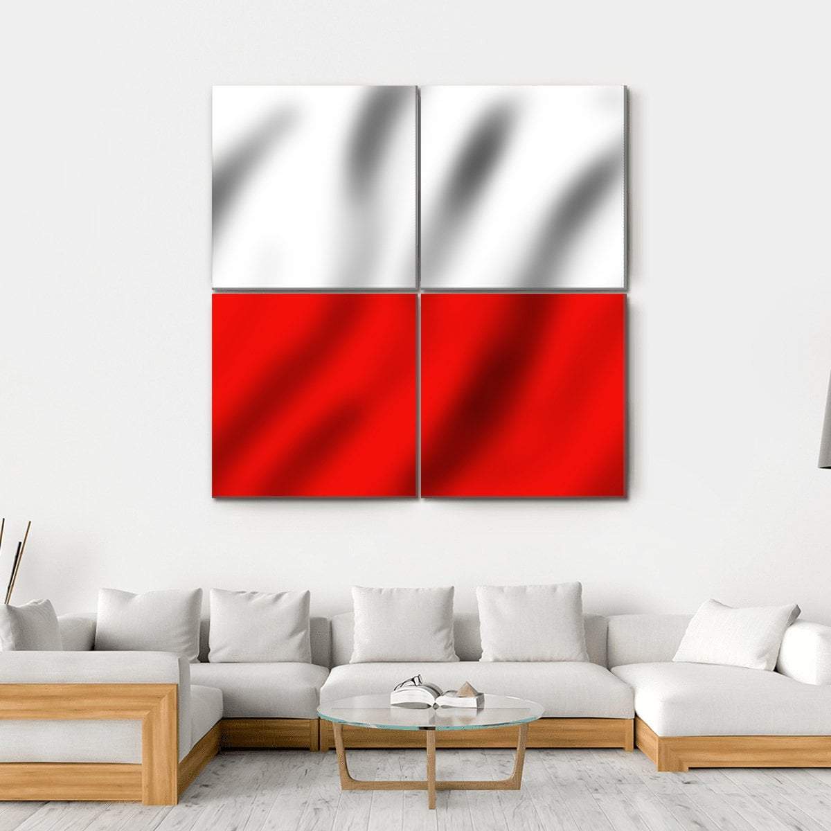 Waving Poland Flag Canvas Wall Art-4 Square-Gallery Wrap-17" x 17"-Tiaracle