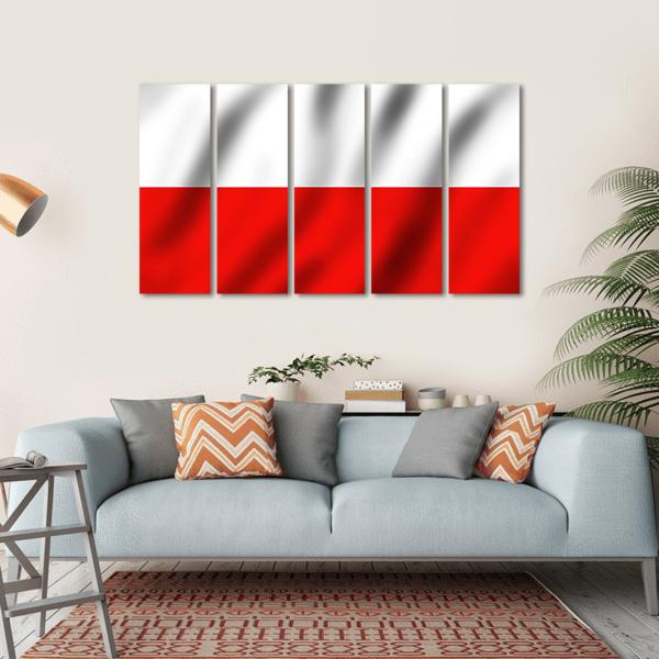 Waving Poland Flag Canvas Wall Art-5 Horizontal-Gallery Wrap-22" x 12"-Tiaracle