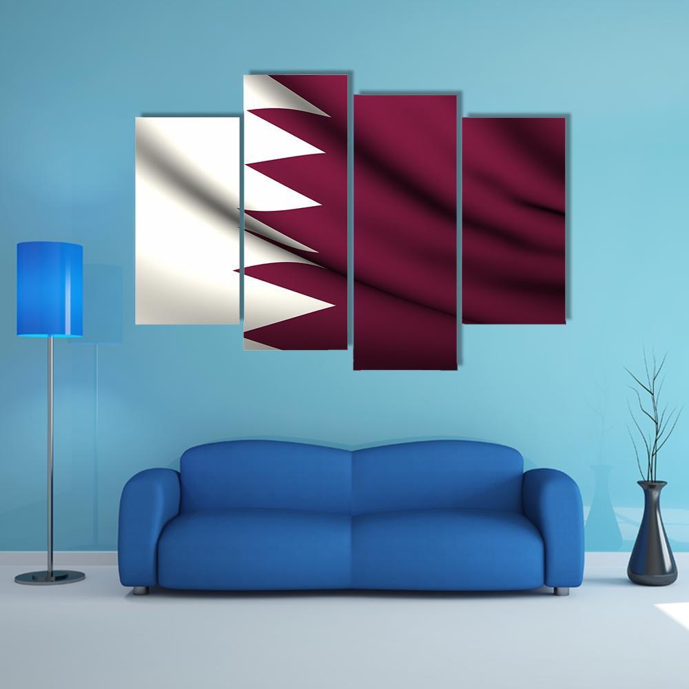 Waving Qatar Flag Canvas Wall Art-4 Pop-Gallery Wrap-50" x 32"-Tiaracle