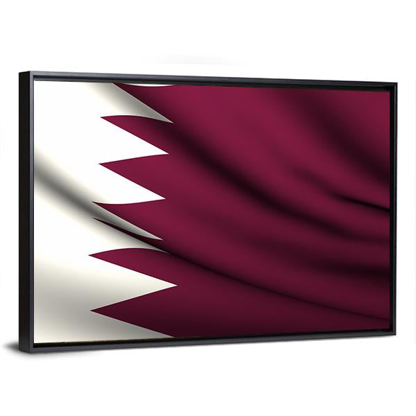 Waving Qatar Flag Canvas Wall Art-3 Horizontal-Gallery Wrap-25" x 16"-Tiaracle