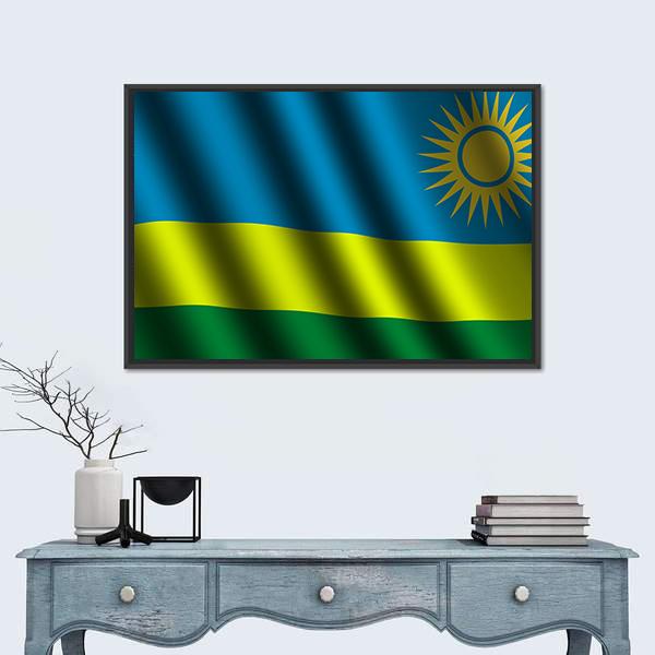Waving Rwanda Flag Canvas Wall Art-3 Horizontal-Gallery Wrap-25" x 16"-Tiaracle