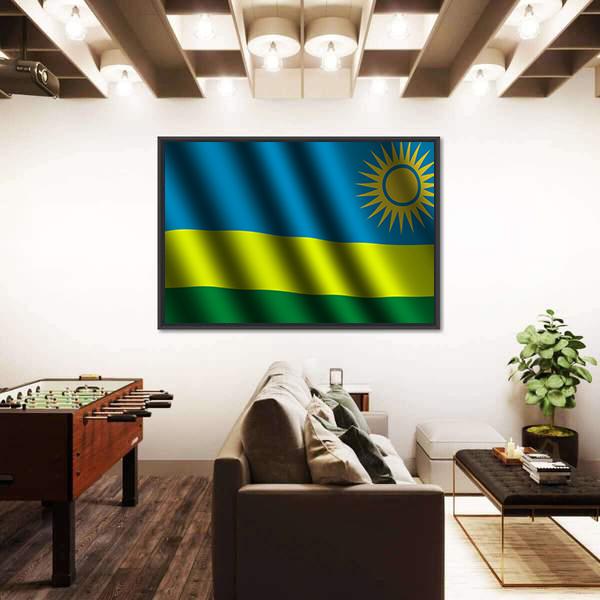 Waving Rwanda Flag Canvas Wall Art-3 Horizontal-Gallery Wrap-25" x 16"-Tiaracle