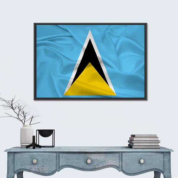 Waving Saint Lucia Flag Canvas Wall Art-1 Piece-Floating Frame-24" x 16"-Tiaracle
