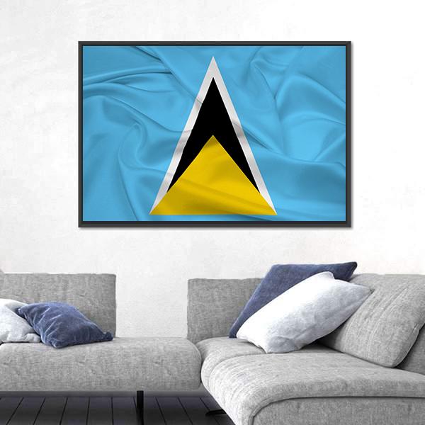 Waving Saint Lucia Flag Canvas Wall Art-3 Horizontal-Gallery Wrap-25" x 16"-Tiaracle
