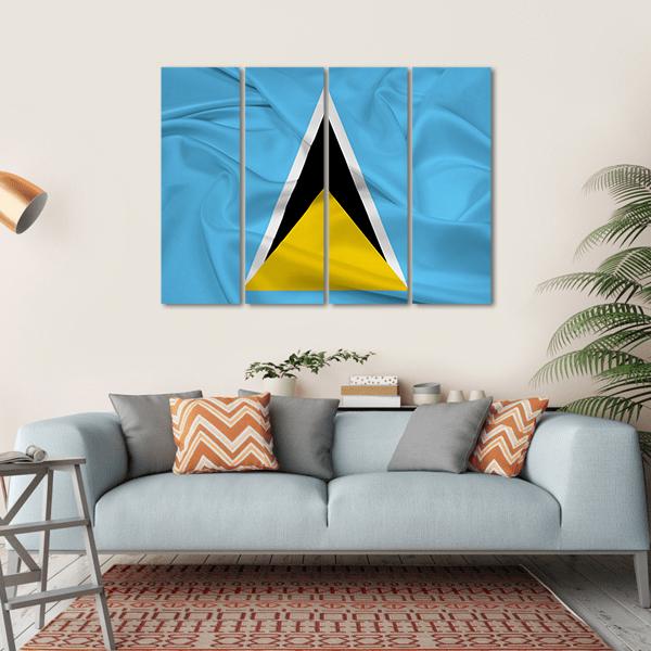 Waving Saint Lucia Flag Canvas Wall Art-4 Horizontal-Gallery Wrap-34" x 24"-Tiaracle